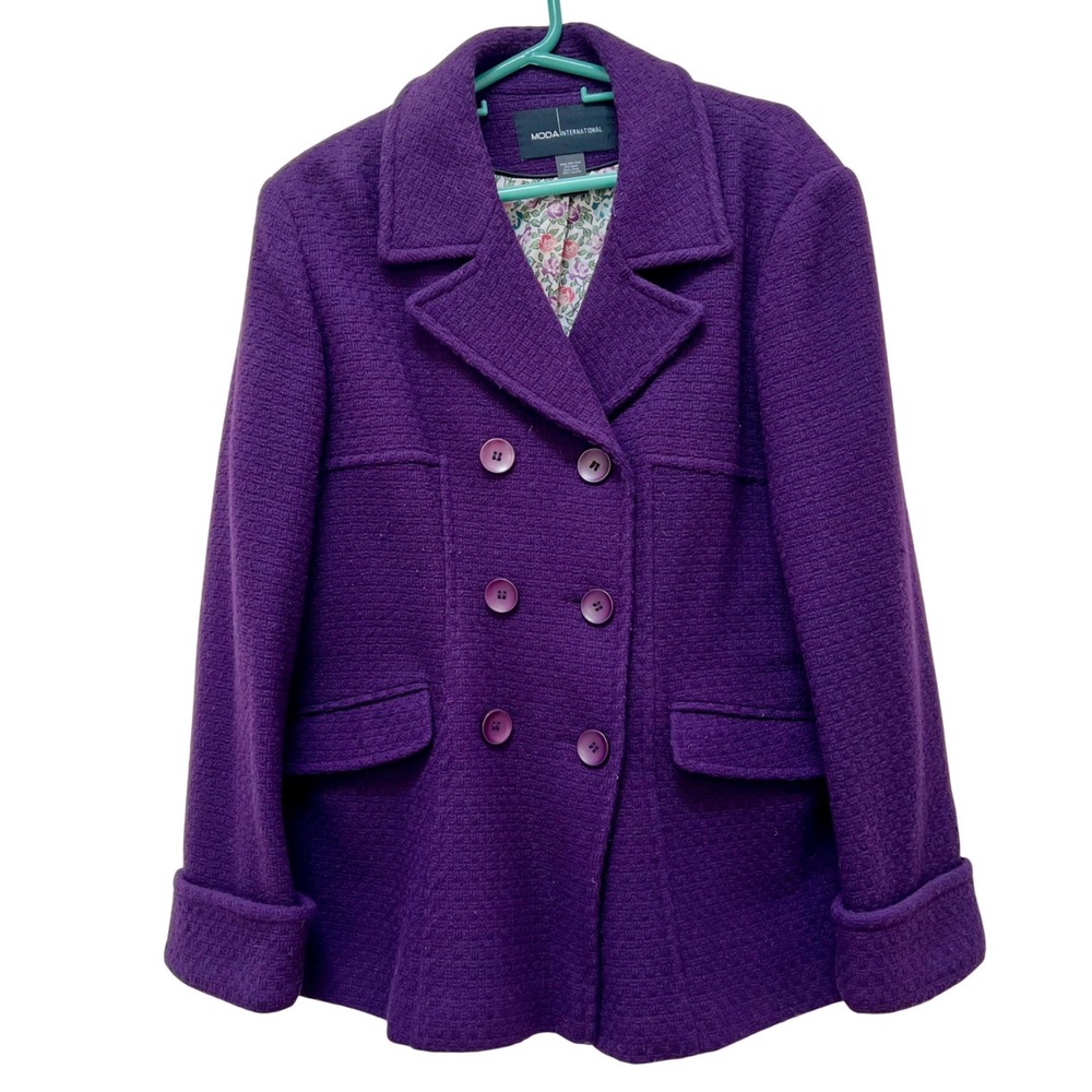 Moda International Victorias Secret Purple Wool Blend Peacoat XL Y2K VTG Retro